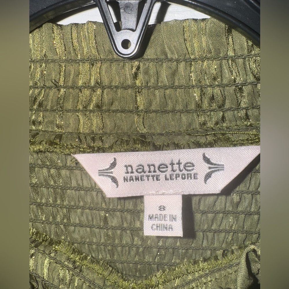 NANETTE NANETTE LEPORE
Smocked Handkerchief Hem Midi Olive Green Dress - Picture 6 of 9